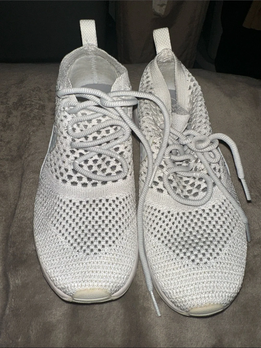 Light Gray Knit Lace-Up Sneakers